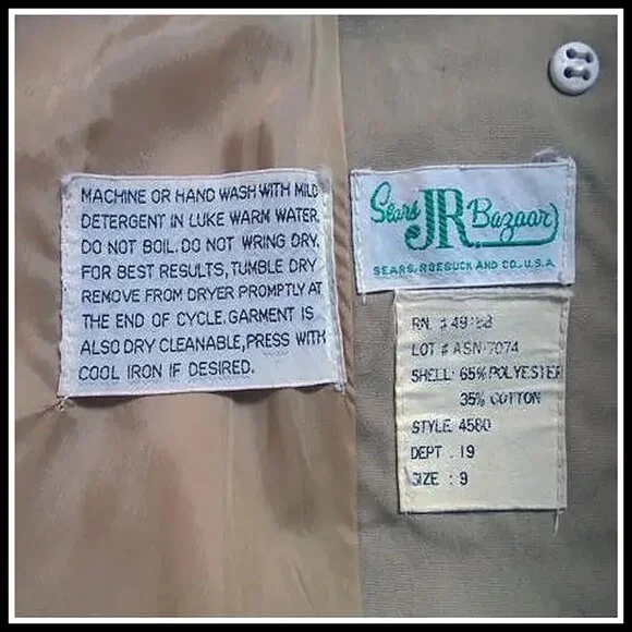 MOD Vintage Khaki Trench Coat Geometric Lines Raincoat VFG, Unique Styling - Picture 5 of 14